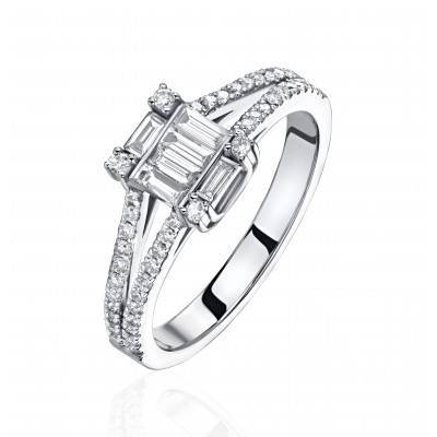 Кольцо с бриллиантом из белого золота 585 пробы фото