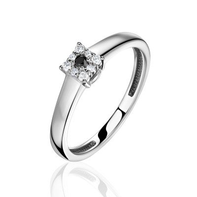 Кольцо с бриллиантом из белого золота 585 пробы фото