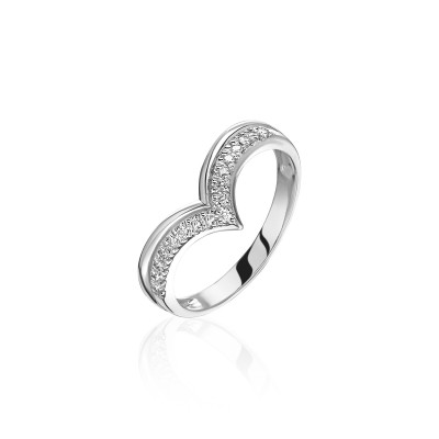 Кольцо с бриллиантом из белого золота 585 пробы фото