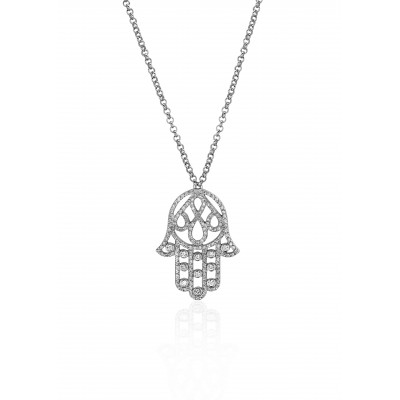 Колье с бриллиантом из белого золота 585 пробы фото