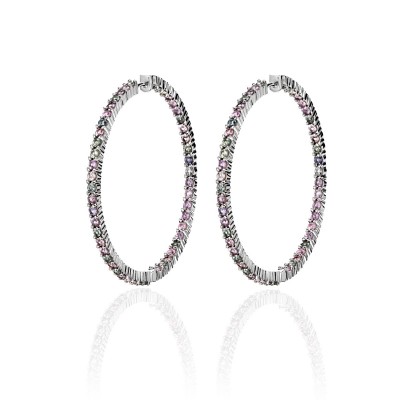 Серьги с сапфиром из белого золота 585 пробы фото