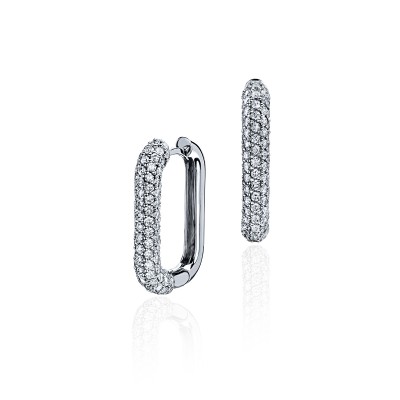 Серьги с бриллиантом из белого золота 585 пробы фото