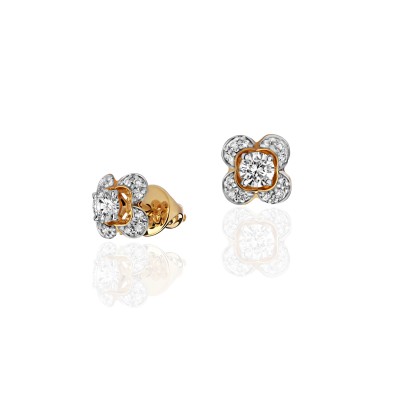 Серьги с бриллиантом из желтого золота 585 пробы фото