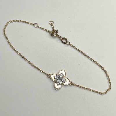 Браслет с фианитом из красного золота 585 пробы фото