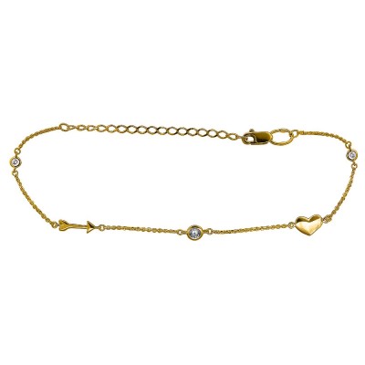 Браслет с фианитом и  фианитом из желтого золота 585 пробы фото