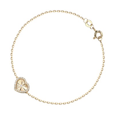 Браслет с фианитом и  фианитом из желтого золота 585 пробы фото