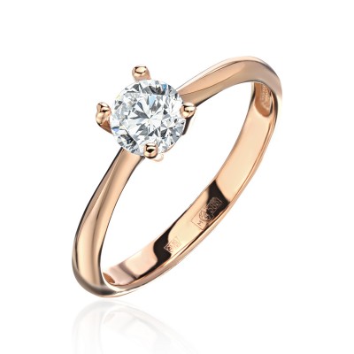 Кольцо с фианитом из красного золота 585 пробы фото