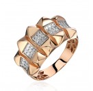Кольцо с фианитом из красного золота 585 пробы