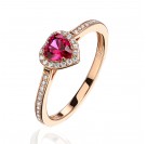 Кольцо с рубином и  фианитом из красного золота 585 пробы