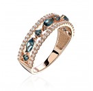 Кольцо с топазом и  фианитом из красного золота 585 пробы