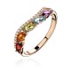 Кольцо с топазом, гранатом, аметистом, хризолитом, цитрином и  фианитом из красного золота 585 пробы