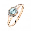 Кольцо с топазом и  фианитом из красного золота 585 пробы