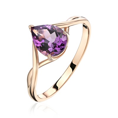 Кольцо с аметистом из красного золота 585 пробы фото