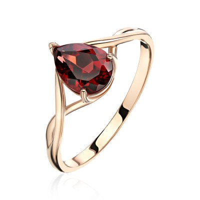 Кольцо с гранатом из красного золота 585 пробы фото