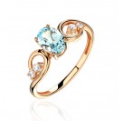 Кольцо с топазом и  фианитом из красного золота 585 пробы