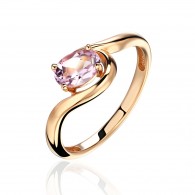 Кольцо с аметистом из красного золота 585 пробы фото