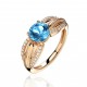 Кольцо с топазом и  фианитом из красного золота 585 пробы