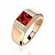 Кольцо с гранатом и  фианитом из красного золота 585 пробы