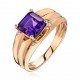 Кольцо с аметистом и  фианитом из красного золота 585 пробы