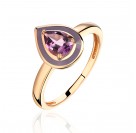 Кольцо с аметистом и эмалью из красного золота 585 пробы