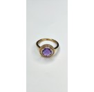 Кольцо с аметистом и  фианитом из красного золота 585 пробы