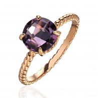 Кольцо с аметистом из красного золота 585 пробы фото