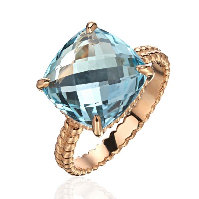 Кольцо с топазом из красного золота 585 пробы фото