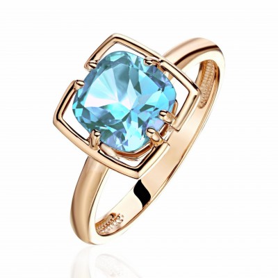 Кольцо с топазом из красного золота 585 пробы фото