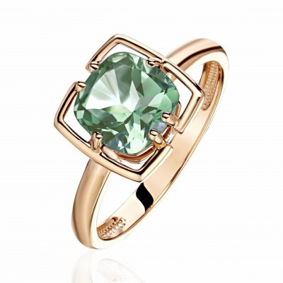 Кольцо с празиолитом из красного золота 585 пробы фото