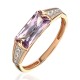 Кольцо с аметистом и  фианитом из красного золота 585 пробы