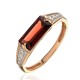 Кольцо с гранатом и  фианитом из красного золота 585 пробы
