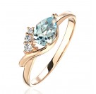 Кольцо с топазом и  фианитом из красного золота 585 пробы