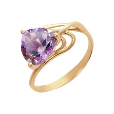 Кольцо с аметистом из красного золота 585 пробы фото