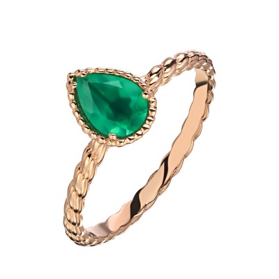 Кольцо с агатом из красного золота 585 пробы фото