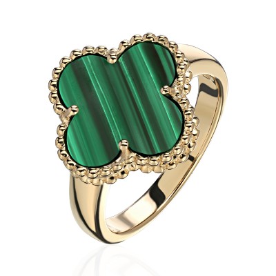 Кольцо с малахитом из желтого золота 585 пробы фото