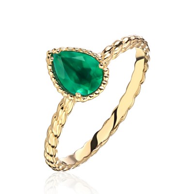 Кольцо с агатом из желтого золота 585 пробы фото