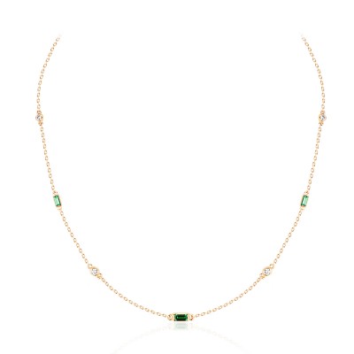 Колье с алпанитом и  фианитом из красного золота 585 пробы фото