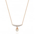 Колье с жемчугом и  фианитом из красного золота 585 пробы