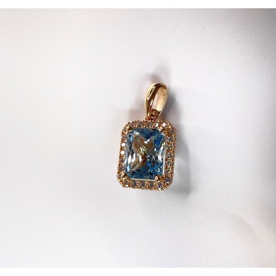 Подвеска с топазом и  фианитом из красного золота 585 пробы фото