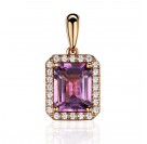 Подвеска с аметистом и  фианитом из красного золота 585 пробы