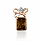 Подвеска с раухтопазом и  фианитом из красного золота 585 пробы