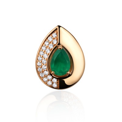 Подвеска с агатом и  фианитом из красного золота 585 пробы фото