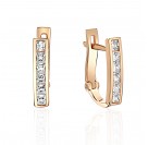 Серьги с фианитом из красного золота 585 пробы