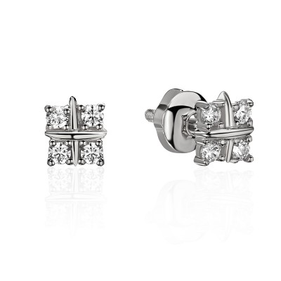 Серьги с фианитом из белого золота 585 пробы фото
