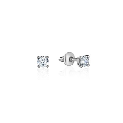 Серьги с фианитом из белого золота 585 пробы фото