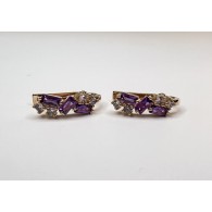 Серьги с аметистом и  фианитом из красного золота 585 пробы фото