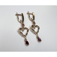 Серьги с корундом, шпинелью и рубином из красного золота 585 пробы фото