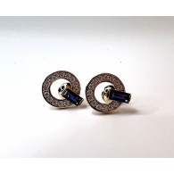 Серьги с сапфиром и  фианитом из красного золота 585 пробы фото