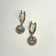 Серьги с топазом из красного золота 585 пробы фото
