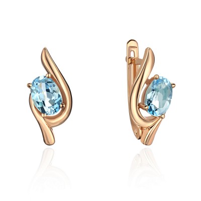 Серьги с топазом из красного золота 585 пробы фото